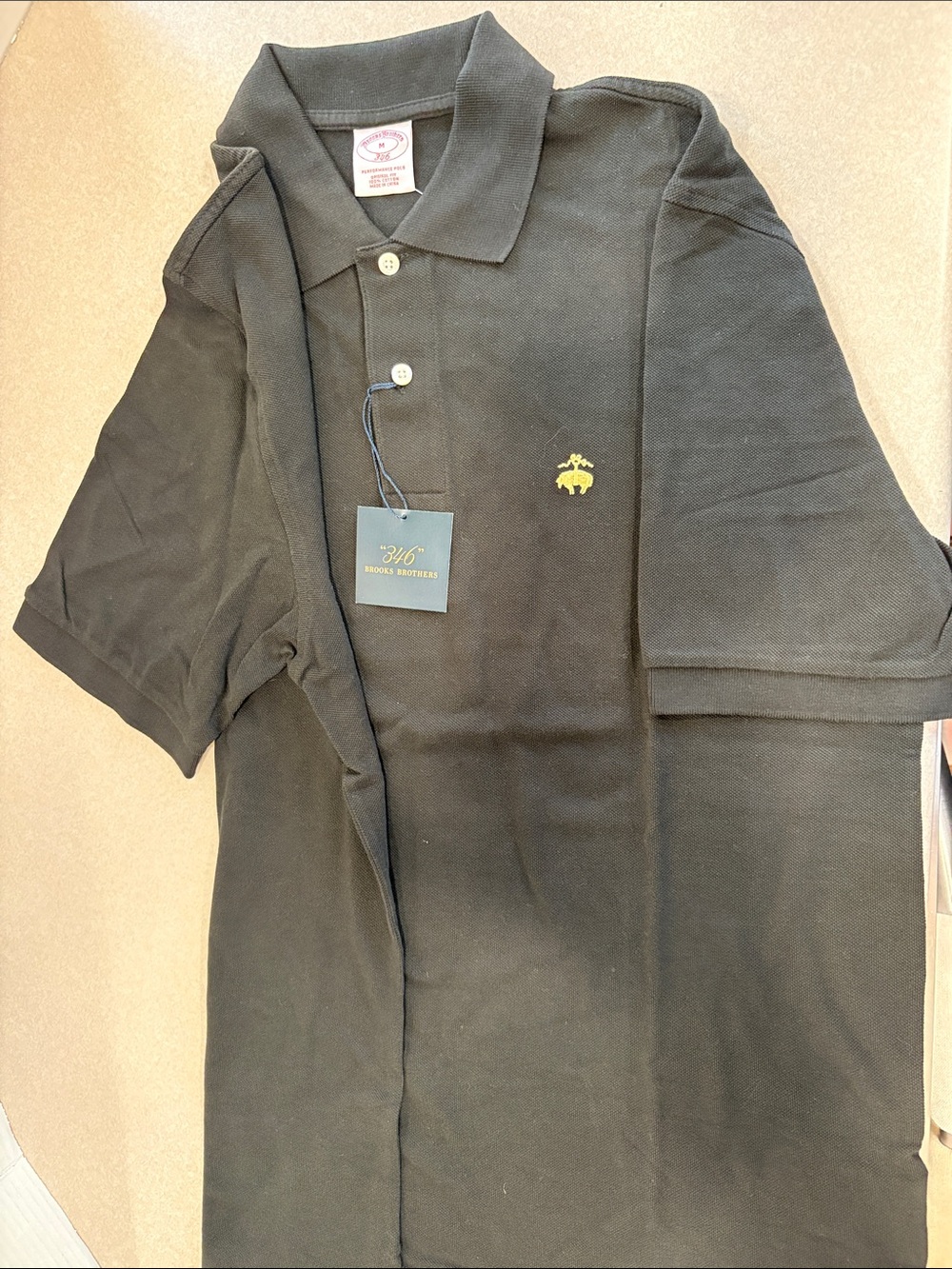 Brooks Brothers Black Polo with Yellow Emblem